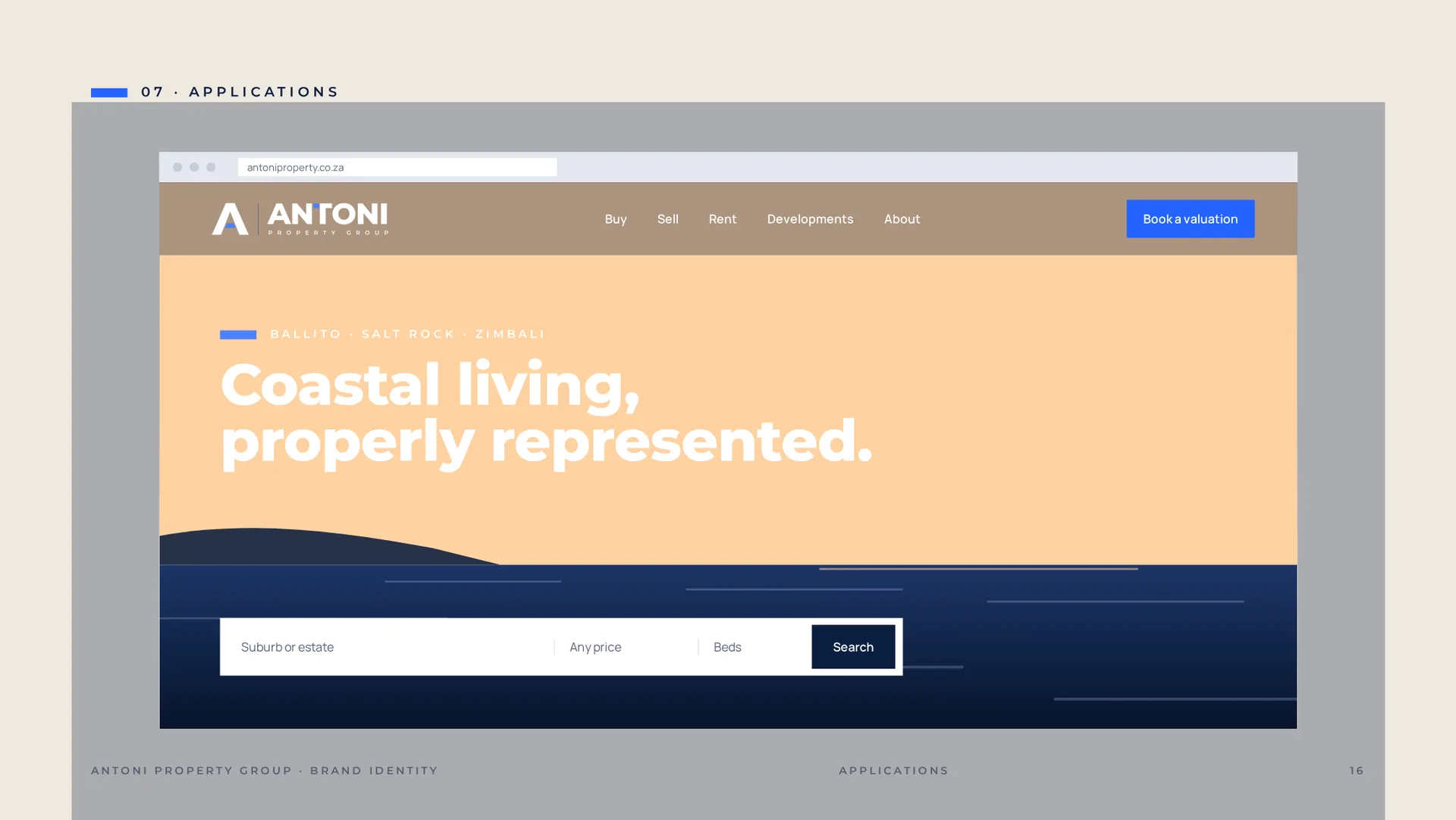 Antoni Property Group website home page design